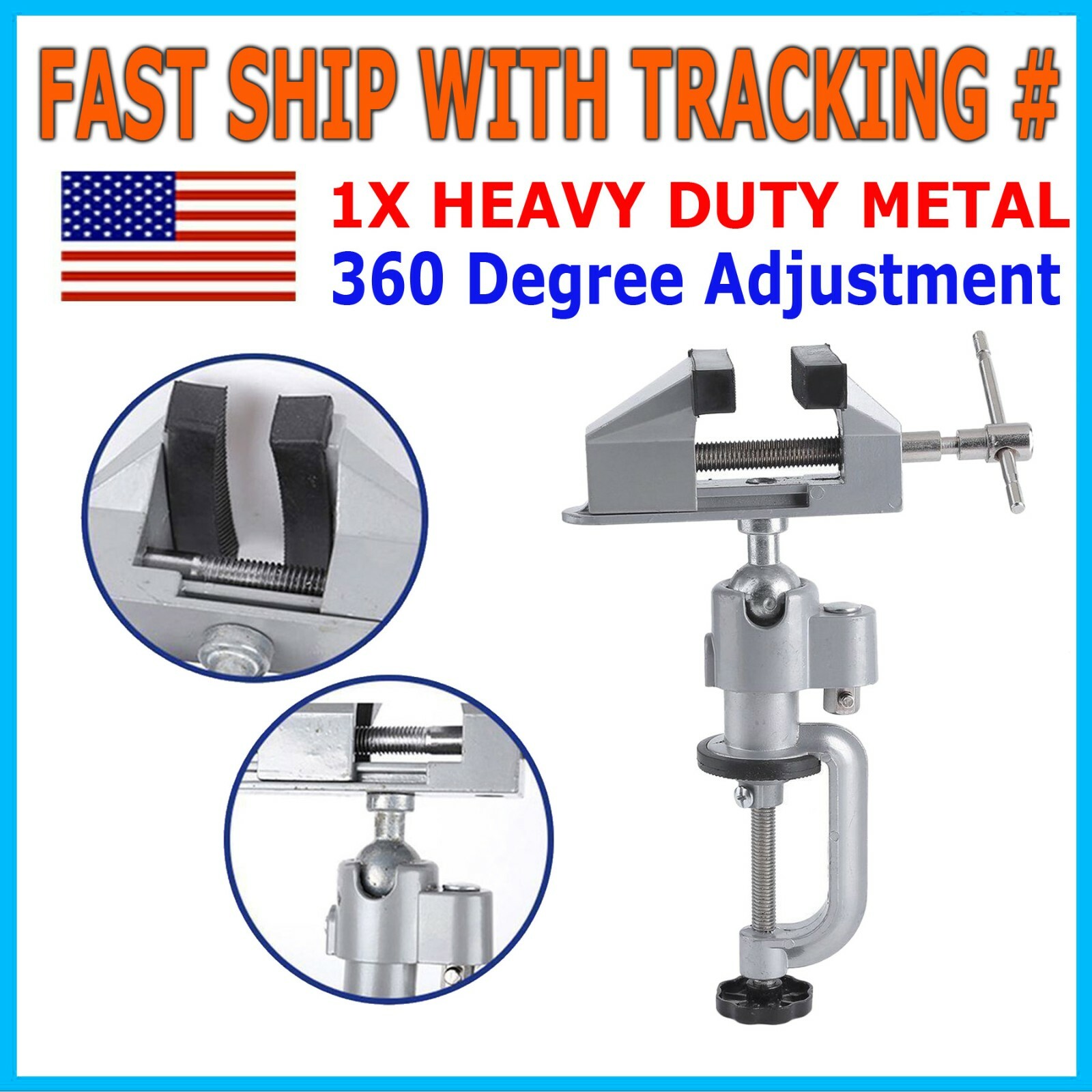 Universal Table Bench Vise 3 Inch Work Bench Clamp Swivel Rotating Hobby Crafts gallery