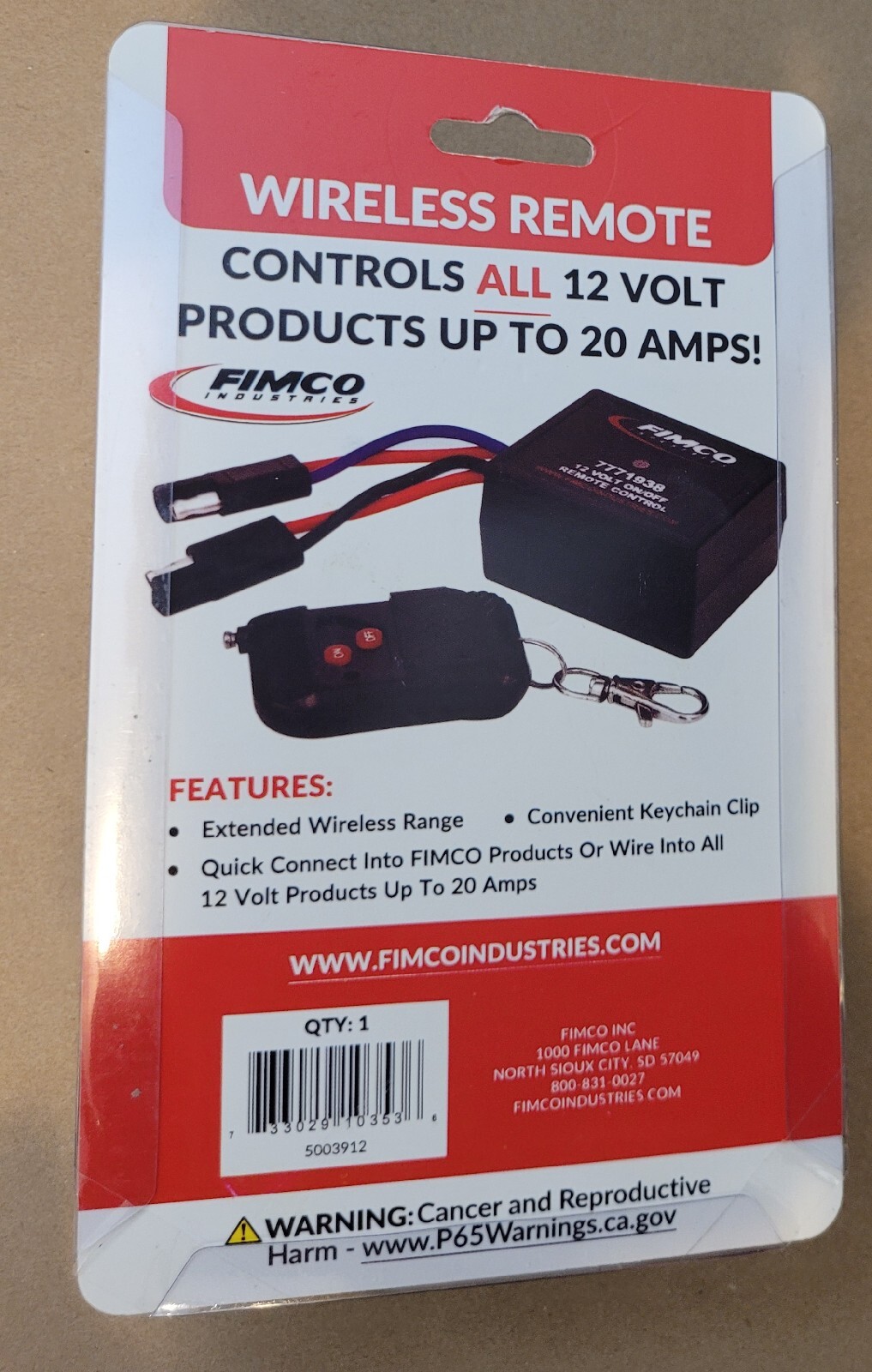 FIMCO 12 Volt On/Off Wireless Remote Control 250 Foot Range 7771938 ***SEALED*** gallery