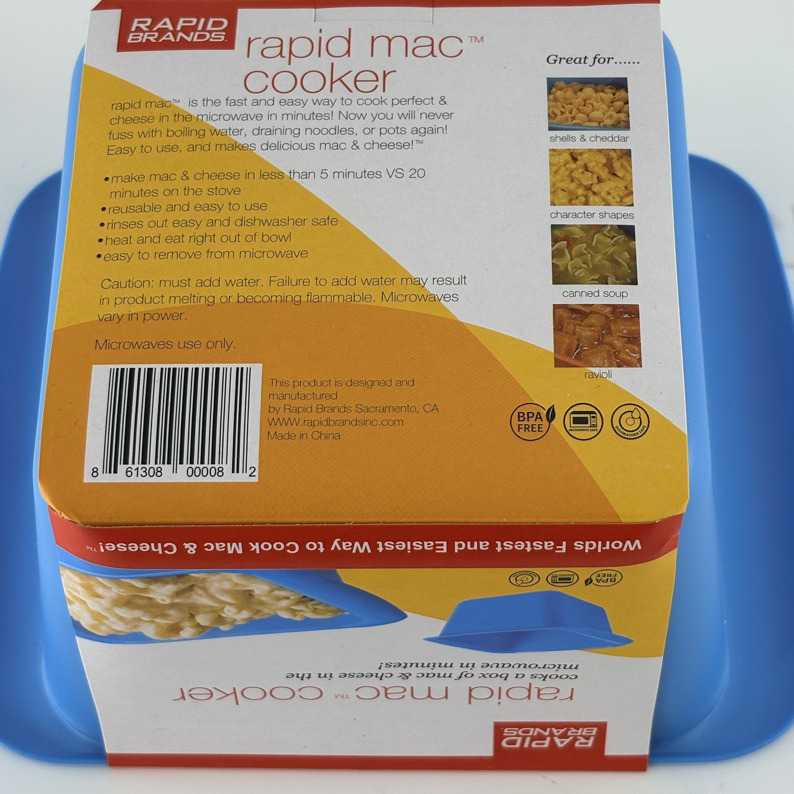 Rapid Brands - Rapid Mac Cooker - Blue - Microwave Mac&Cheese in 5 Minutes - NEW gallery