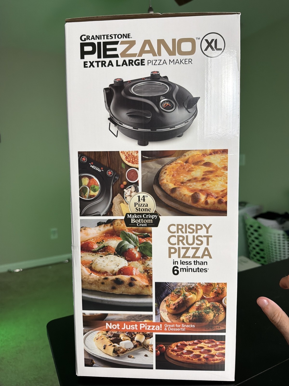 GRANITESTONE Piezano Extra Large XL Pizza Maker 14 Inch Crispy Crust 800F gallery