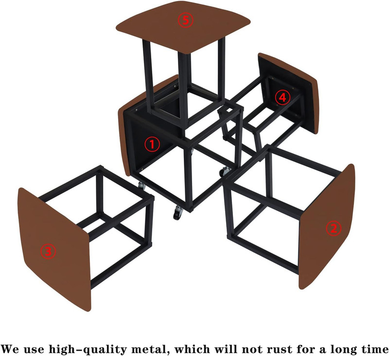 5-in-1 Stackable Ottoman Cube Chair with Wheels for Living Room & Dining Room gallery