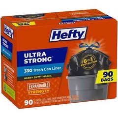 Kitchen Drawstring Trash Black Bags Unscented, Tear-Resistant 33 gal 90 ct