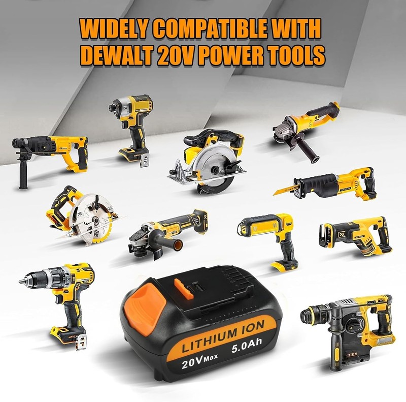 4Pack 20v Max Battery Replacement for Dewalt 5.0Ah with DCB104 Battery Charger gallery