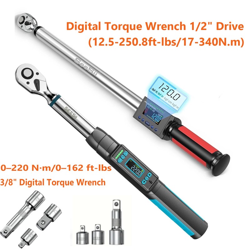 Combo Digital Torque Wrench Set, 3/8" 0–220 Nm & 1/2'' 17-340 nm Torque Electric gallery