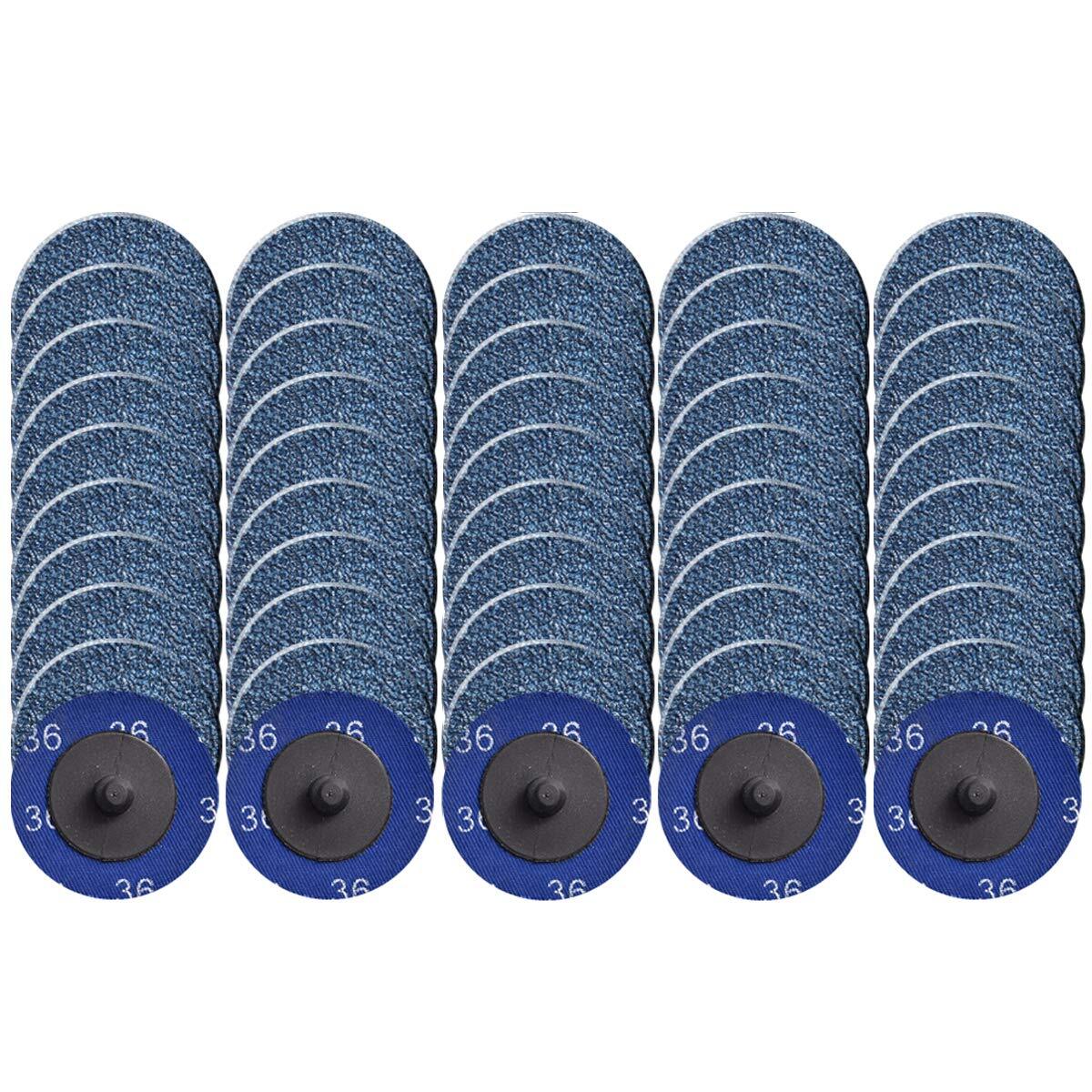 50PCS 2 inch Blue ZA Roll Lock Quick Change Sanding Discs 36 Grit For Polishing gallery