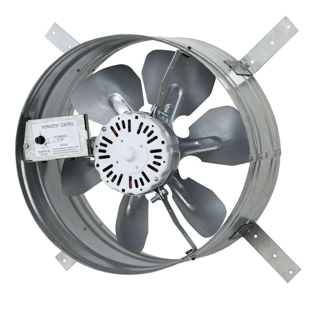 14 In. Single Speed Gable Mount Attic Ventilator Fan with Adjustable Thermostat, gallery