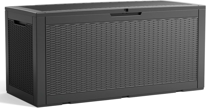 100 Gallon Resin Deck Box - Lockable Waterproof Outdoor Storage for Patio, Black gallery