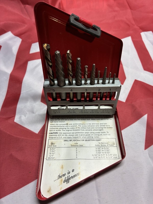 Snap On Tools EXDL10 Left Hand Extractor and Drill Bit Set gallery