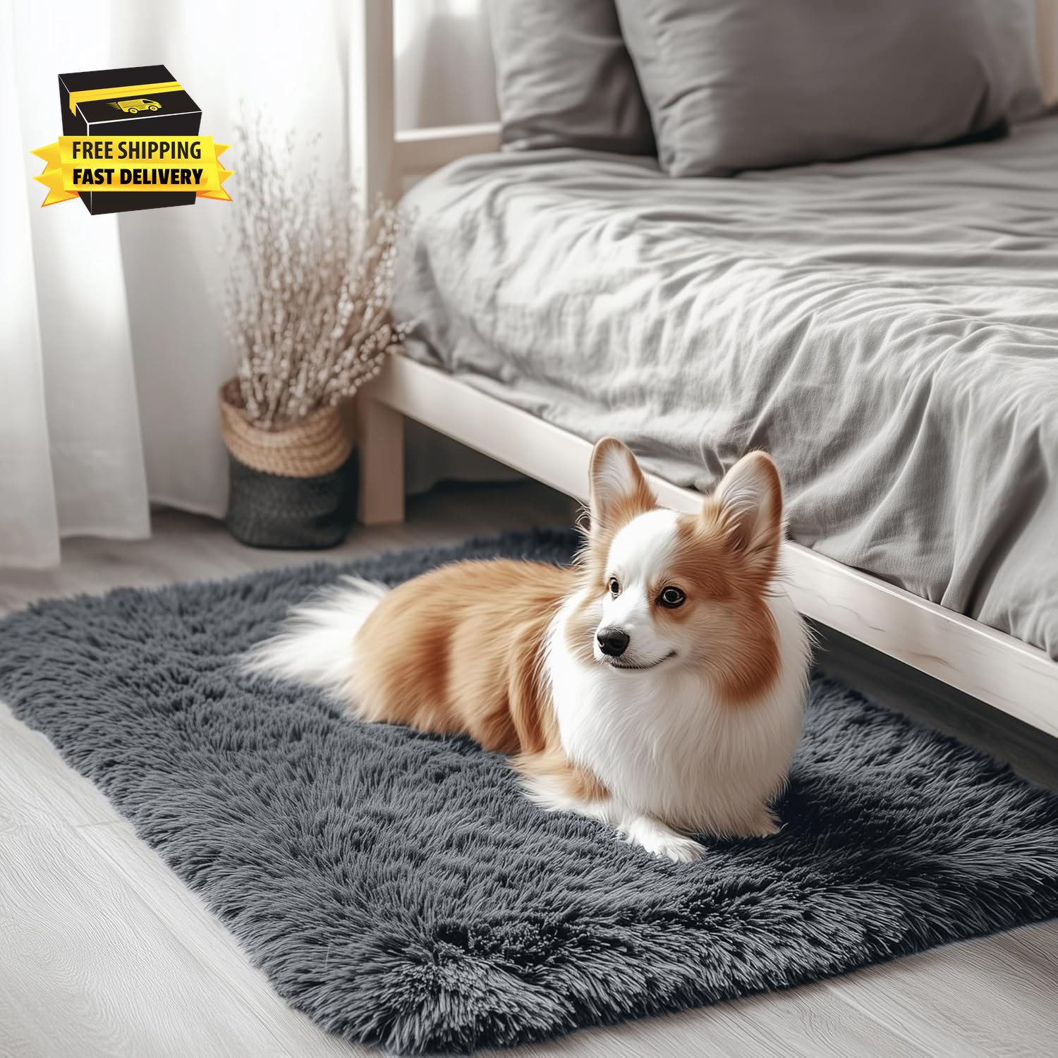 2X3 Machine Washable Small Bedside Rug, Soft Fluffy Shaggy Entryway Throw Rugs f gallery