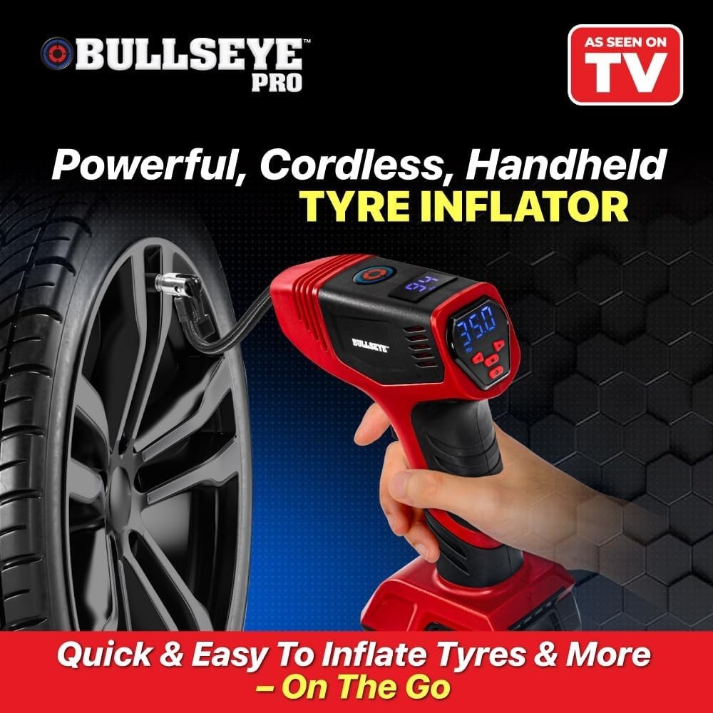 Bullseye Pro Portable Rechargeable Tire Inflator with Digital Pressure Gauge gallery