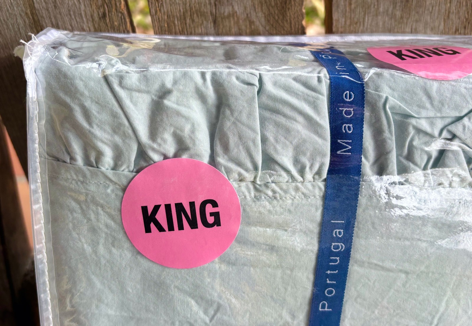 Alda Texteis King Size SAGE RUFFLE Cotton Percale Sheet Set (soft sage color) gallery
