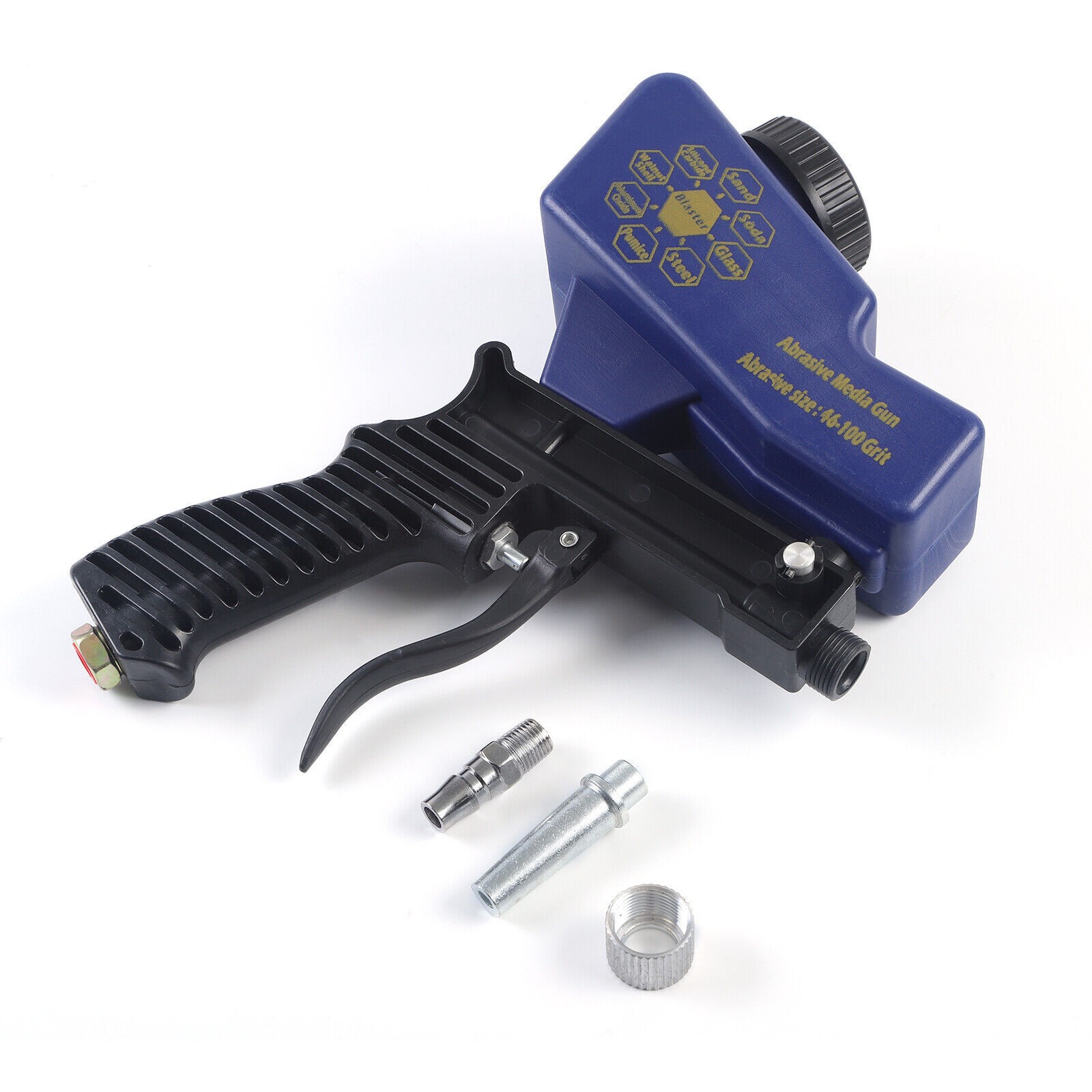 Hand Held Portable Media Spot Sand Blaster Gun Air Gravity Feed Rust Remover Kit gallery