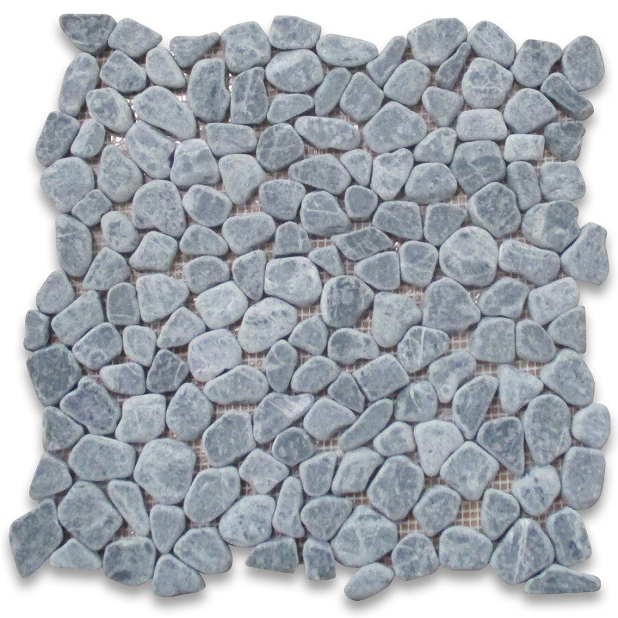 P65T Non Slip Pebble Stone Shower Floor Tile Tumbled Indian Green Marble gallery