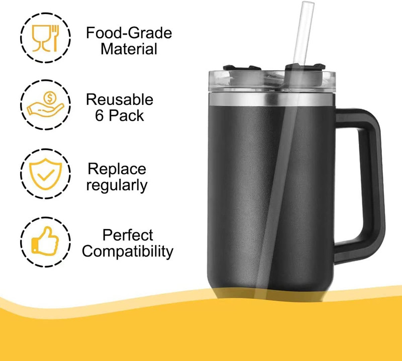 Replacement Straw for Stanley 40 Oz 30 Oz Cup Tumbler 6 Pack Extra Long Reusable gallery