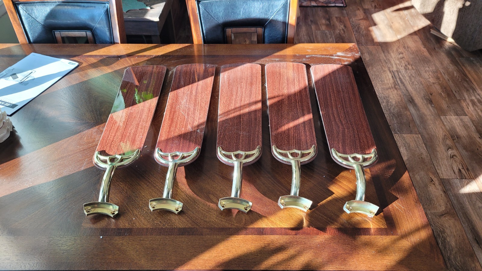 5 ceiling fan blades (slightly used) as shown (ONLY SELLING BLADES) gallery