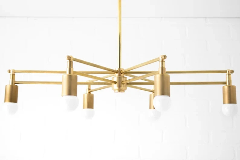 Adjustable 6 Arms Matte Brass Chandelier Light fixture Art Décor Pendent gallery