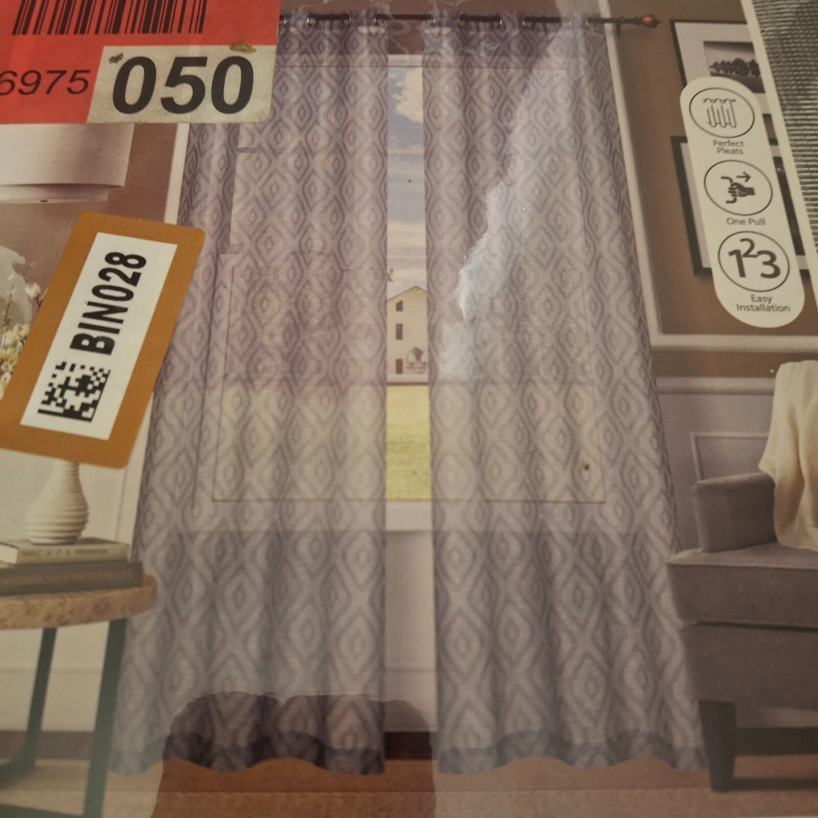 Deco Window Sheer Jacquard Curtain Panels 2-Piece 52" x 108" Gray 0063873-0990 gallery