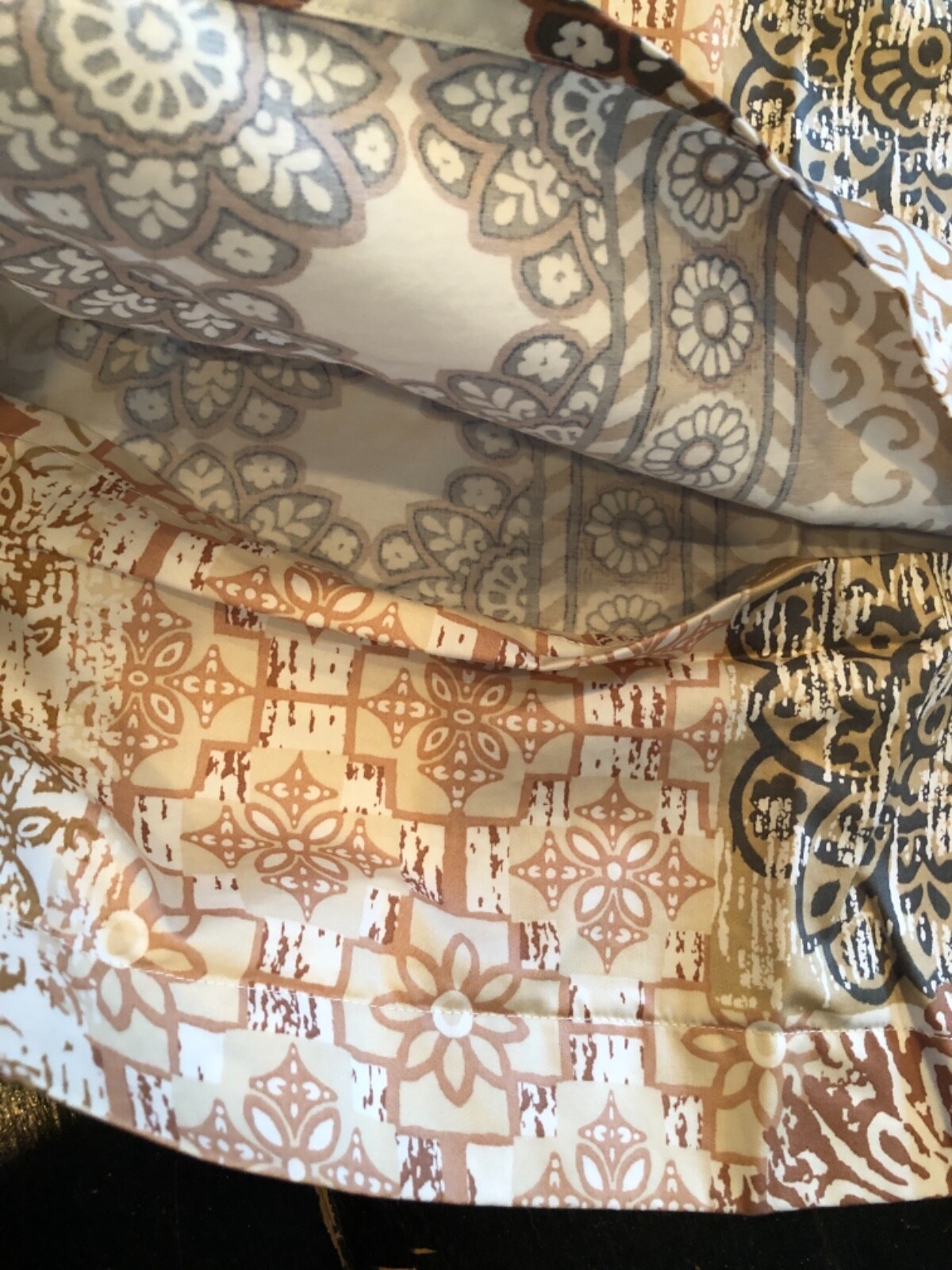S/2 COMPANY STORE Patchwork Medallions EURO Shams in Brown, Camel, Ivory EXC gallery