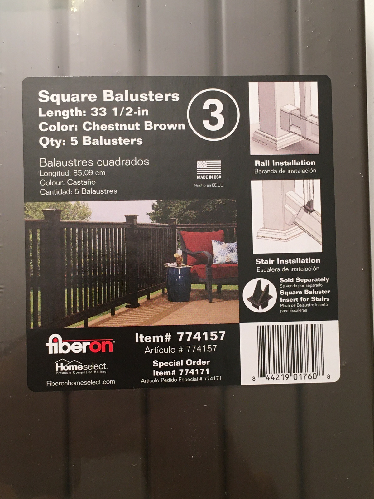 Fiberon Composite Deck Balusters -Square -Chestnut Brown - 33.5" -774157 -5 pack gallery