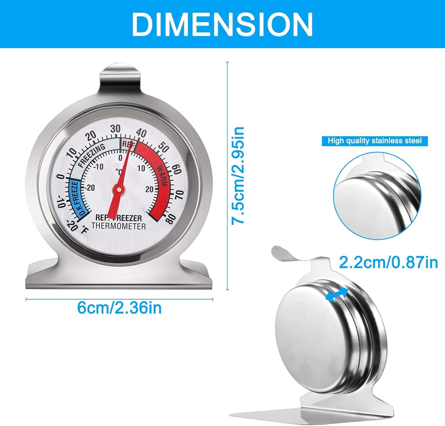 4 Pack Refrigerator Freezer Thermometer Large Dial Analog Thermometer gallery