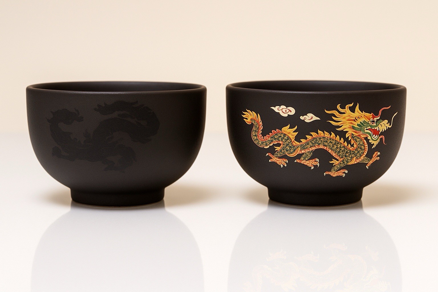Heat Color Changing Dragon Tea Cups Pair – Chinese Zisha Style Espresso Cups gallery