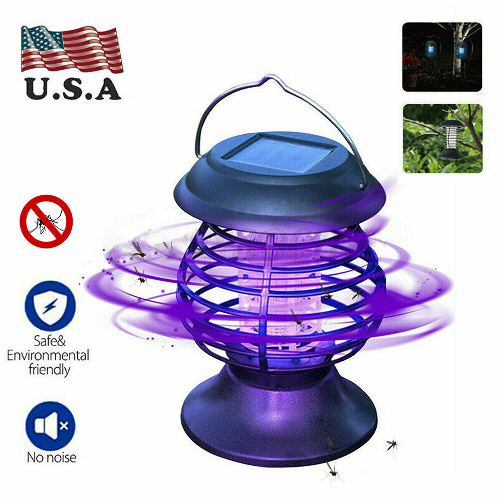 Solar Powered Outdoor Mosquito Fly Bug Insect Zapper Killer Trap UV Lamp Light gallery