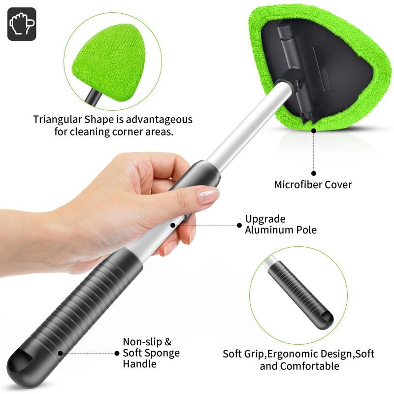 Car Windshield Cleaning Tool 23" Extendable Handle 4 Reusable Pads In&Out Use gallery