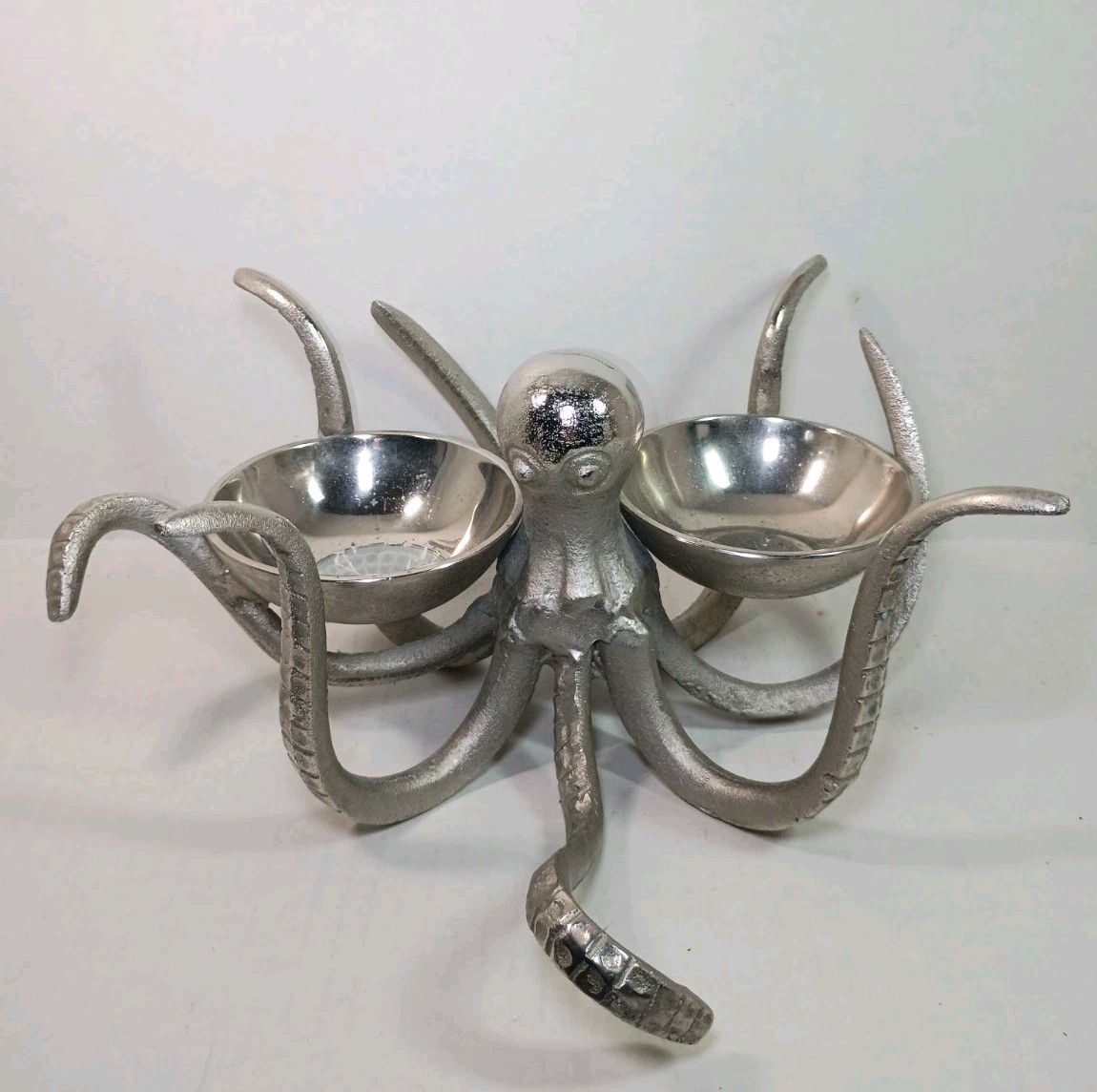 Octopus Nautical Silver Tone Metal Candy And Nut Dish Bowl Server Made In India gallery