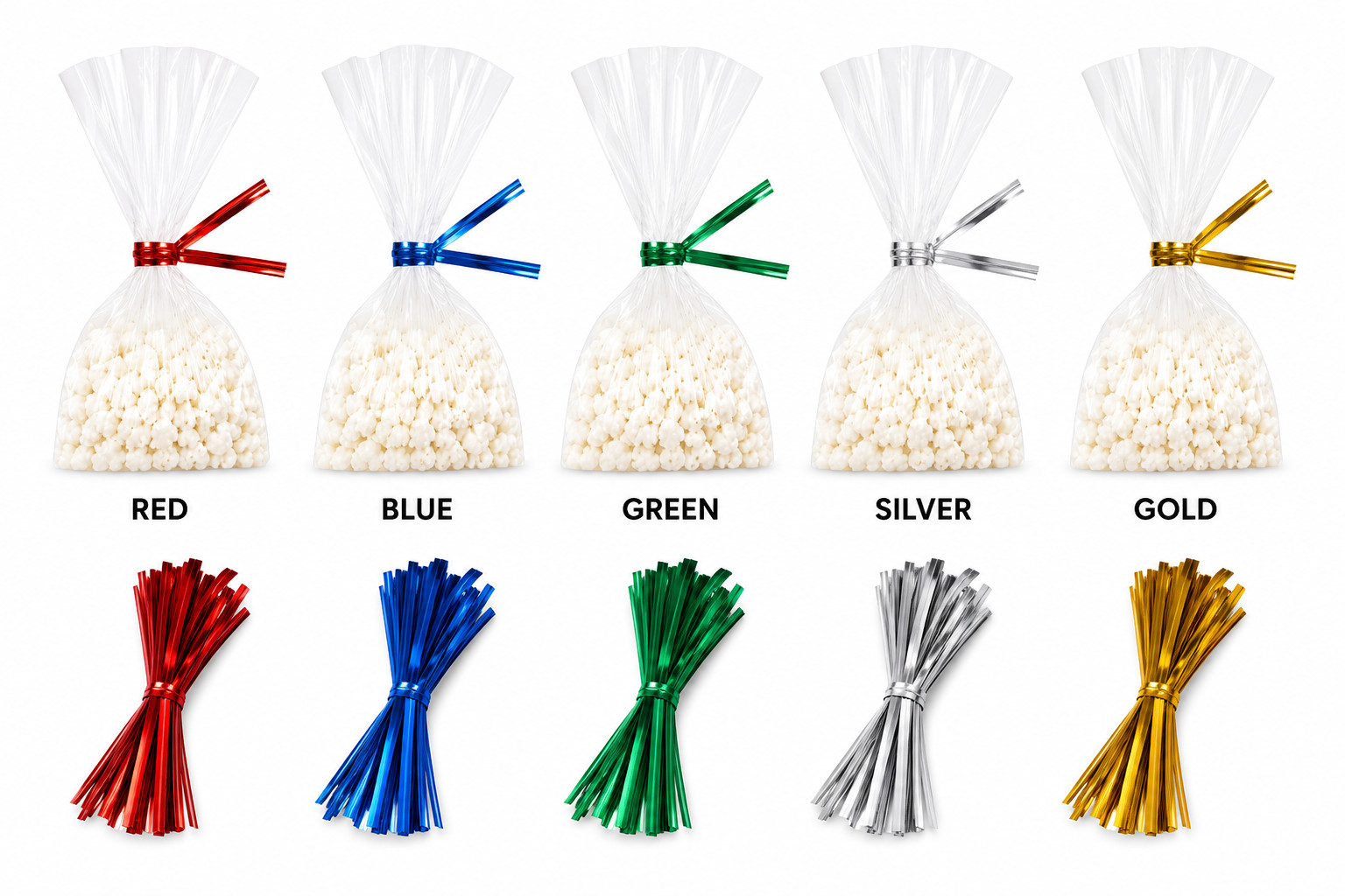 Metallic Twist Ties Bulk Decorative Party Bag Sealing Pre-Cut Ties 4" & 8" Inch gallery