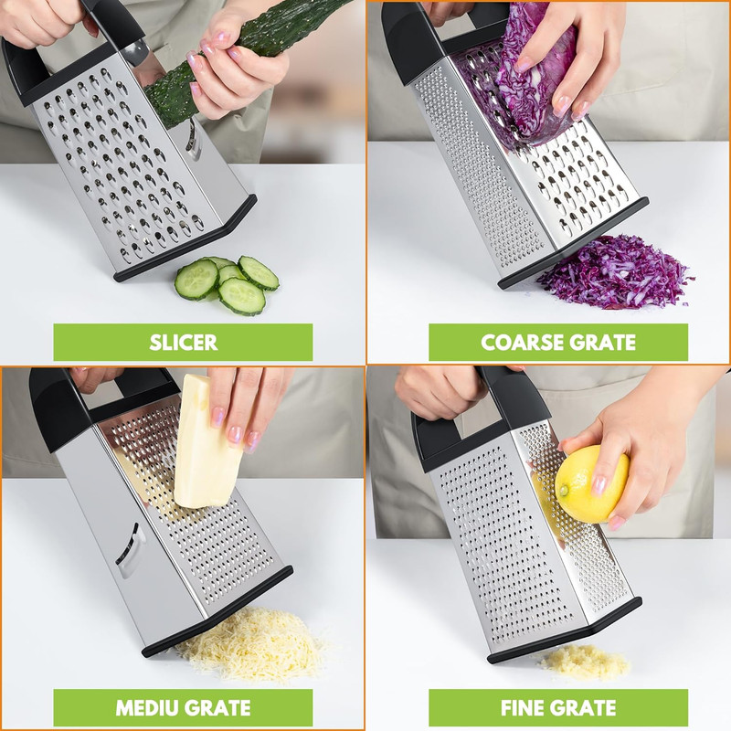 Cheese Grater with Container Box Grater Stainless Steel Graters for Kitchen Chee gallery