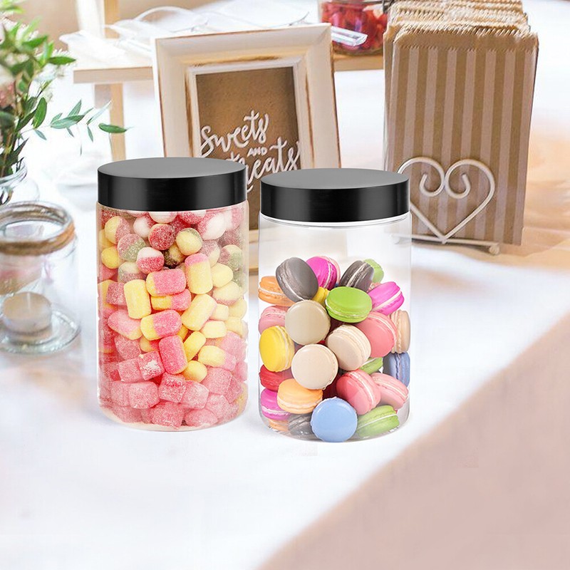 6 PACK 27oz Clear Plastic Jars with Screw On Lids Empty Food Storage Containers gallery