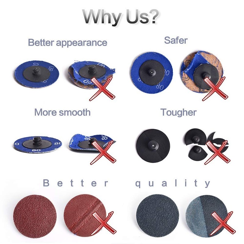 NYXCL 60pc 2" Quick Change Sanding Discs Set w/ Holder, Alum Oxide, SiC, Zirconi gallery