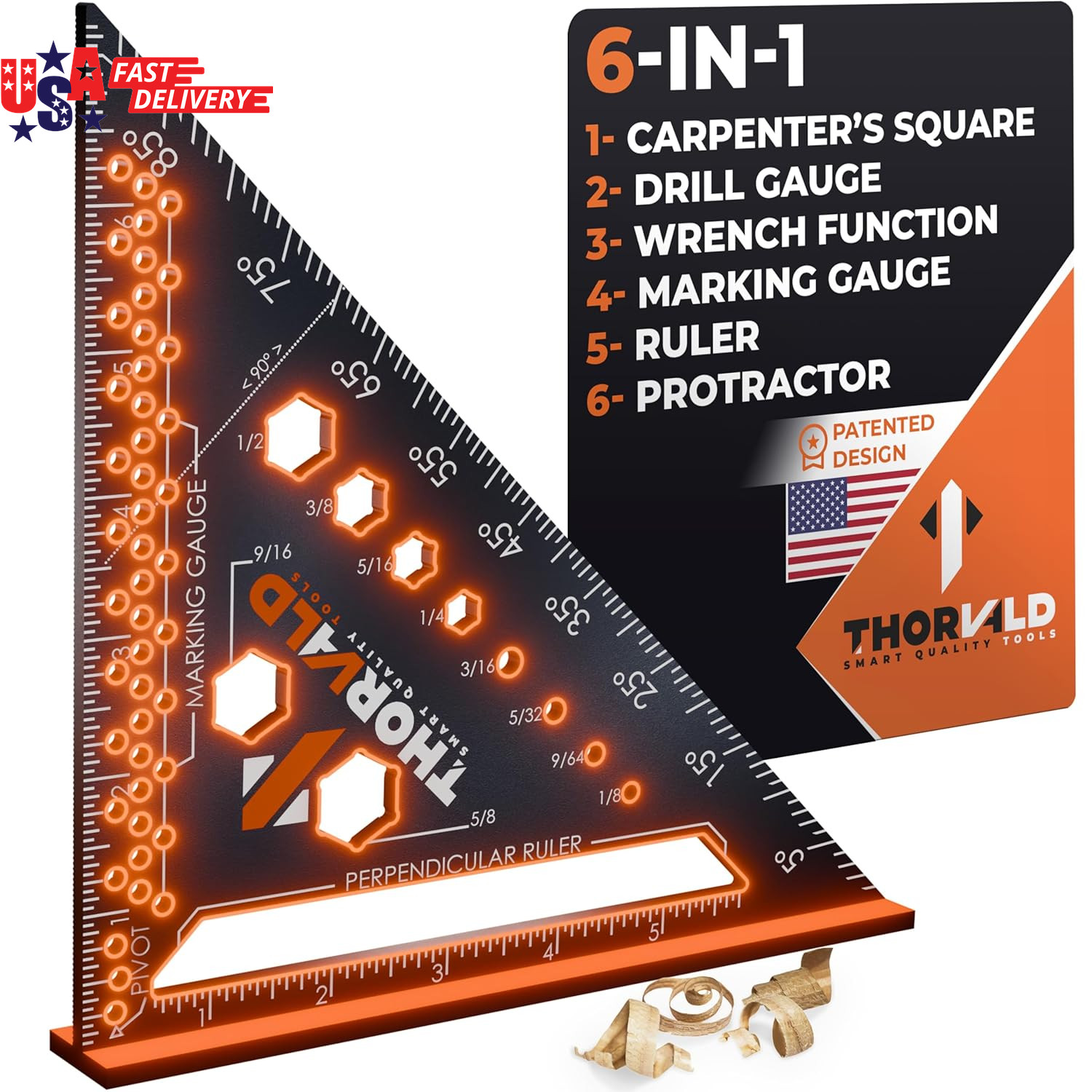 6-In-1 Carpenter Square 7 Inch (1/16" Precision) T Square Multi-Purpose Carpente gallery