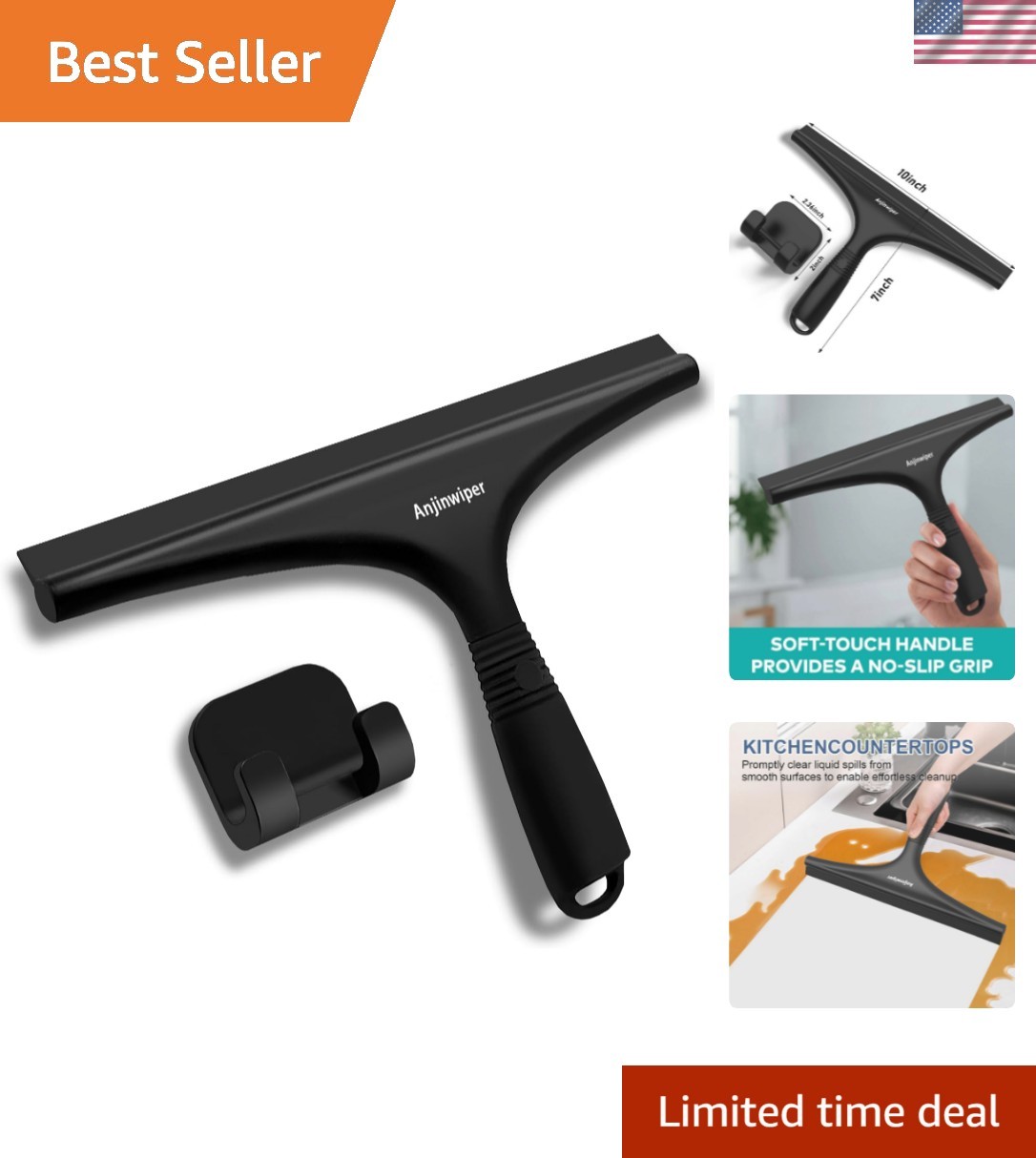 All-Purpose Shower Squeegee for Glass Doors with Hook, Silicone Squeegee for ... gallery