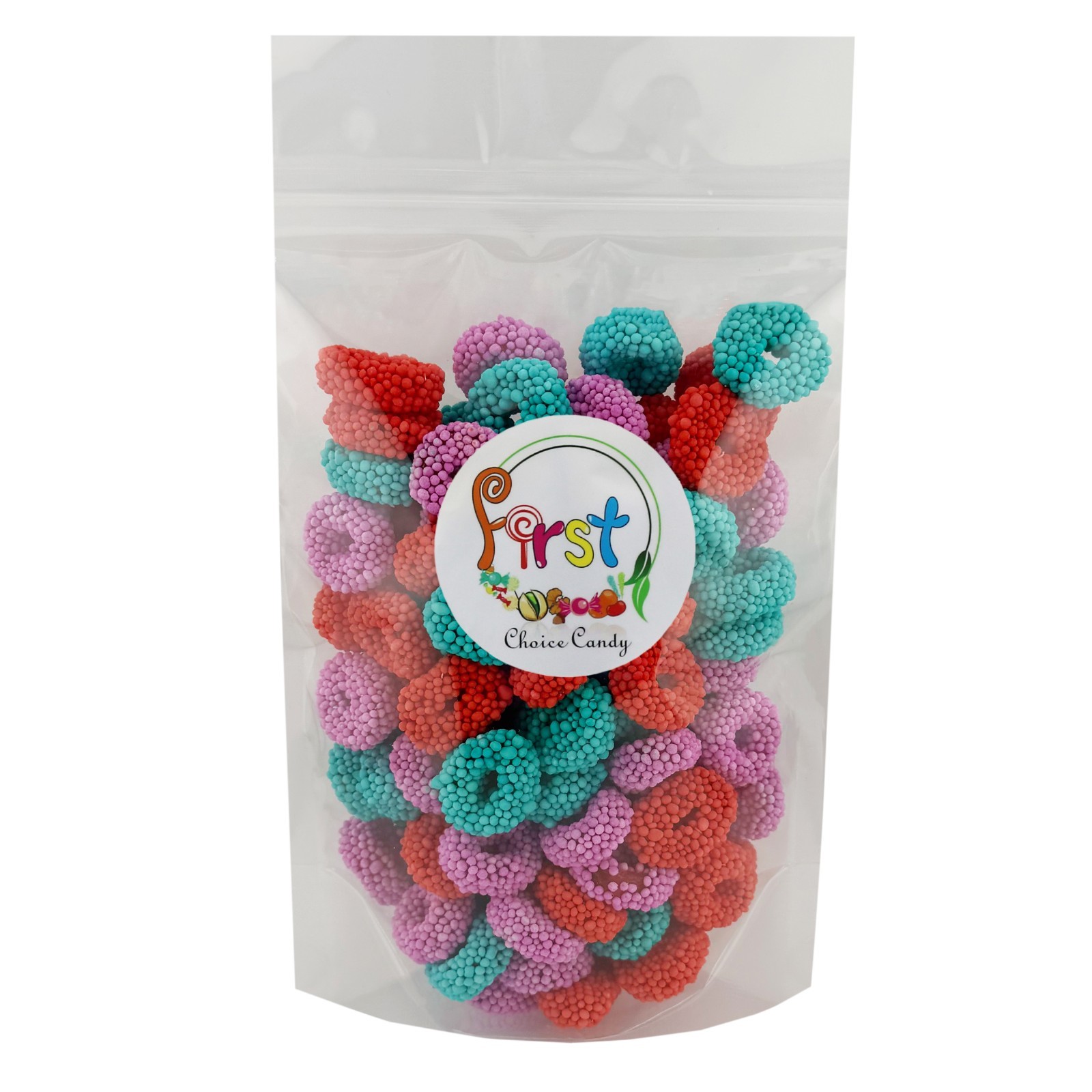 FirstChoiceCandy Gummy Rings, Fruit Flavored Crunchy Coating, Assorted Tropical gallery