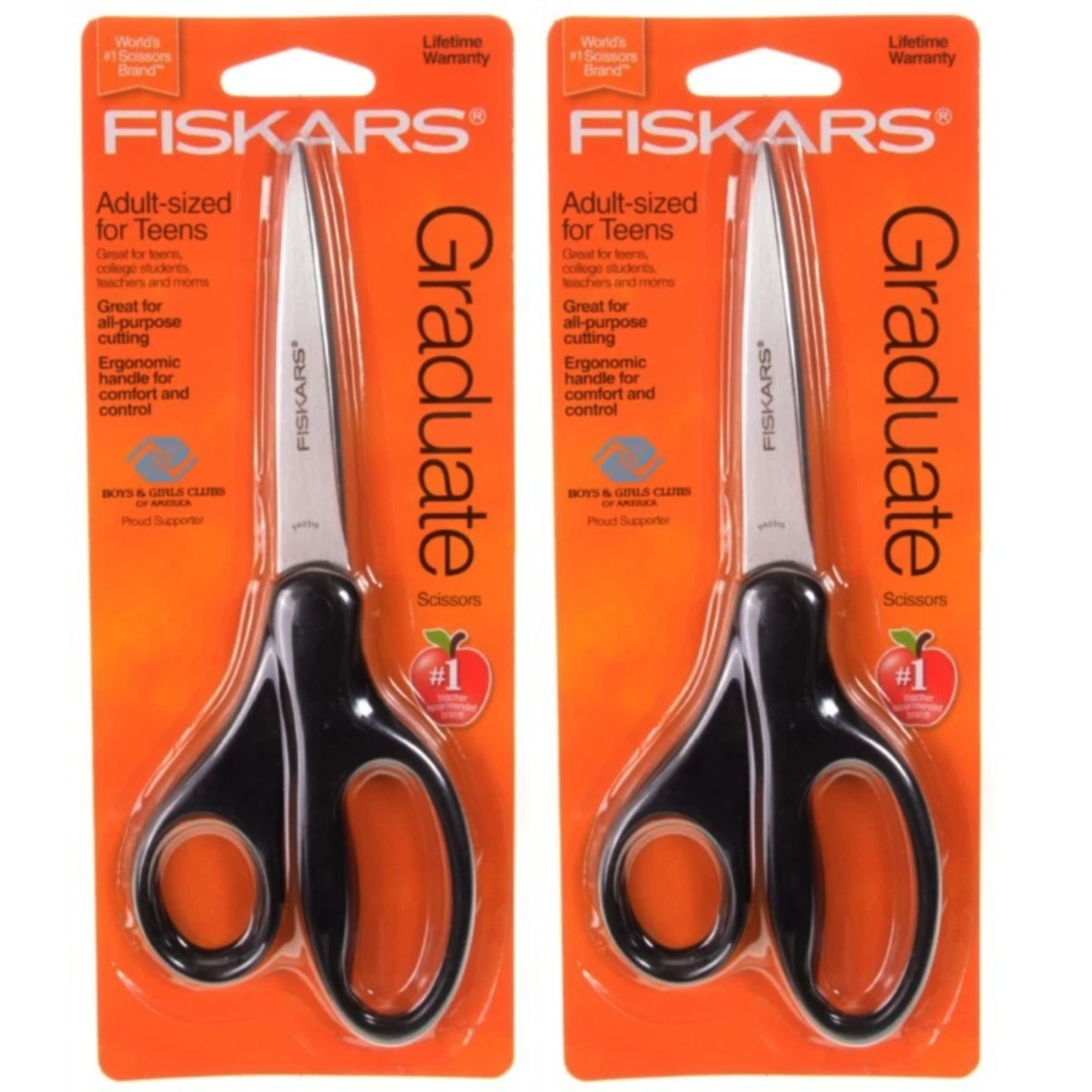 (2-Pack) Fiskars 8" Graduate Scissors Teen & Adult Sized Black & Black Colors gallery