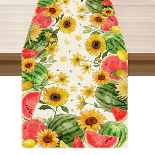 Watercolor Sunflower Watermelon Lemon Summer Table Table Runner 13x48 Inch gallery
