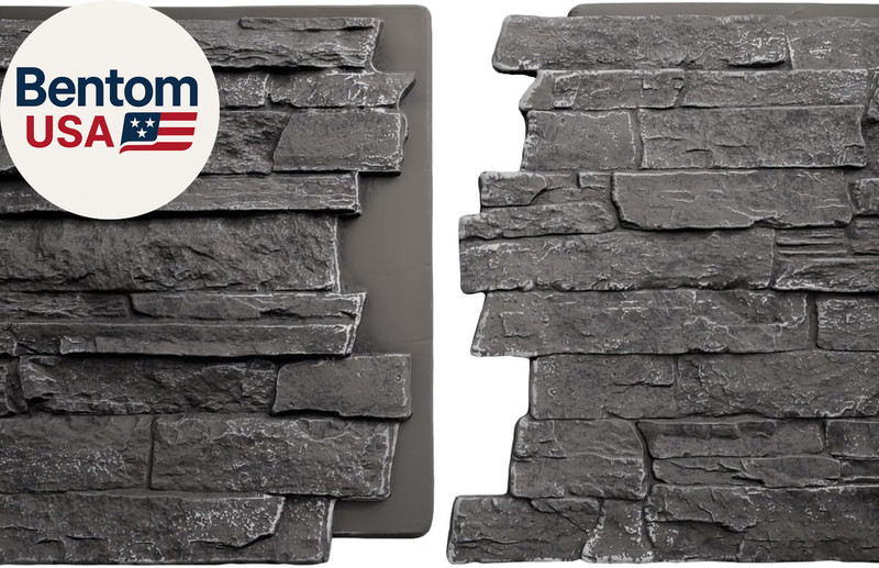 Everstone Acadia Ledge Faux Stone Panel, 49"W X 25 1/2"H X 1 1/4"D, Graphite Col gallery