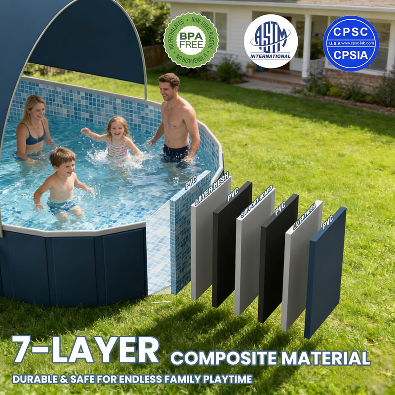 Foldable Pool with Canopy, 10Ft Noninflatable Oversize Thickened Foldable Swimmi gallery