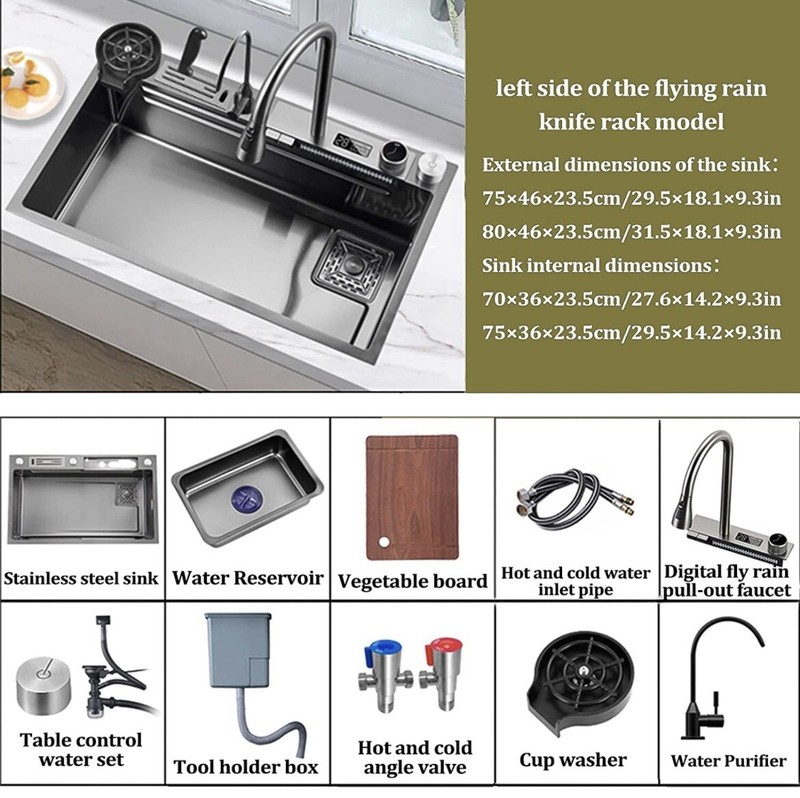 Stainless Steel Multipurpose Kitchen Sink (75x46x23.5 cm) gallery