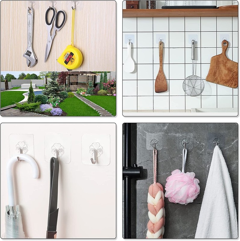 Adhesive Hooks, 20-Pack Kitchen Wall Hooks, Wall Hook Heavy Duty（22 Lbs）Max，Reus gallery