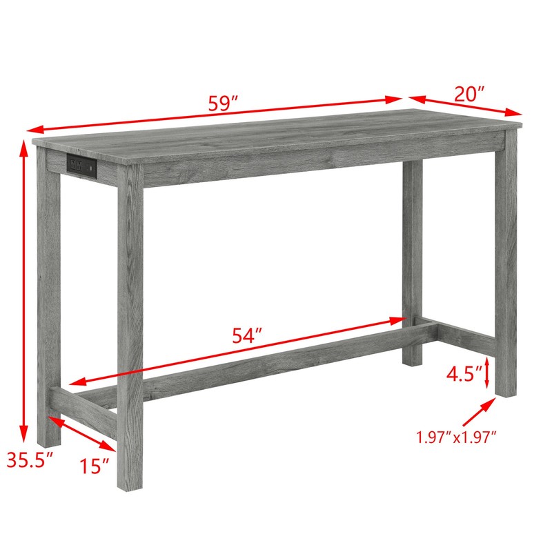 Bar Table Dining Table Sofa Table with Power Outlet Bar Table and Chair Set gallery