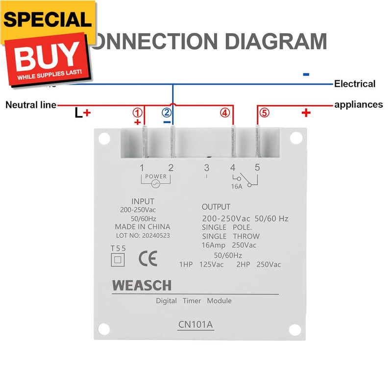 Timer Switch, CN101A, AC 220-240V 16Amp, Digital LCD Power Programmable Timer Ti gallery