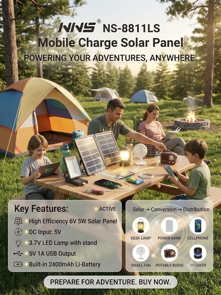 1-pack Portable Solar Panel Charger USB 5V 5W Outdoor Camping Power Bank gallery