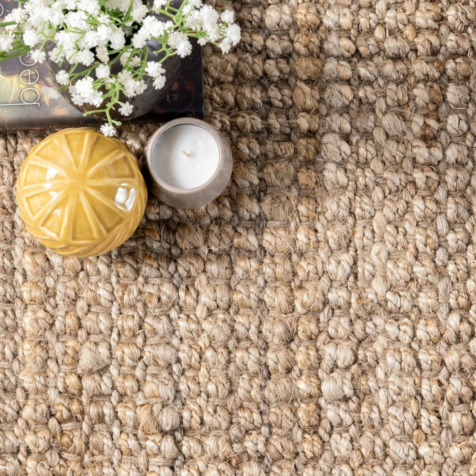 nuLOOM Hand Made Chunky Loop Natural Jute Area Rug in Tan Color gallery
