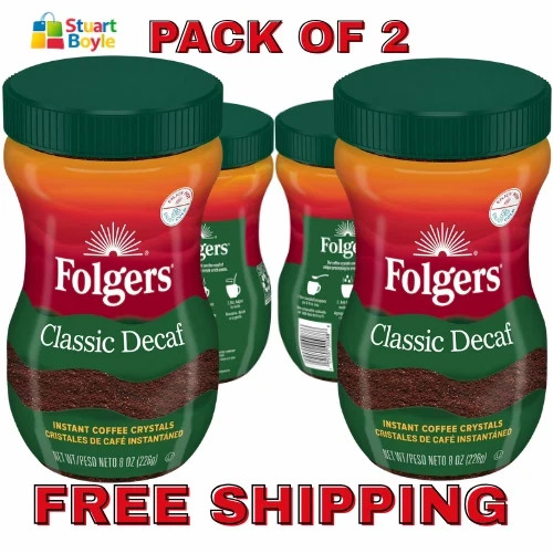 (2 Pack) Folgers Classic Decaf Instant Coffee, 8 oz Jar (FRESH) Free Shipping gallery