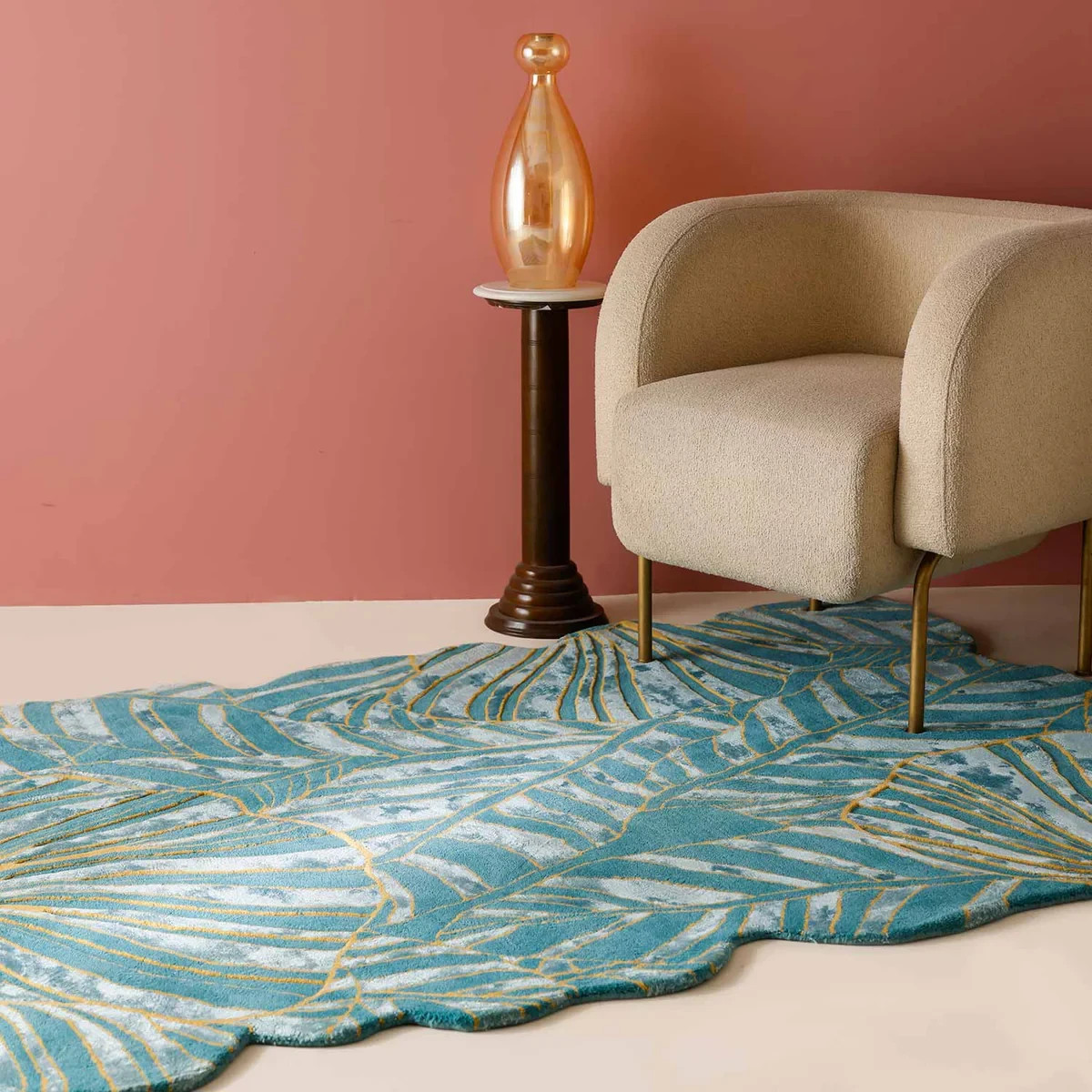 Turquoise Hand Tufted Wool And Viscose Rug gallery