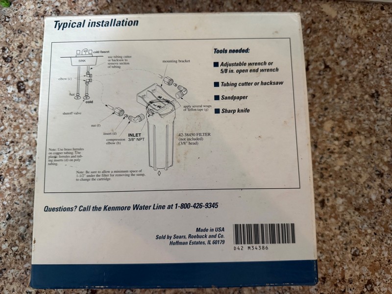 Kenmore Undersink Cold Waterline Installation Kit 34386 Brand New in Box gallery