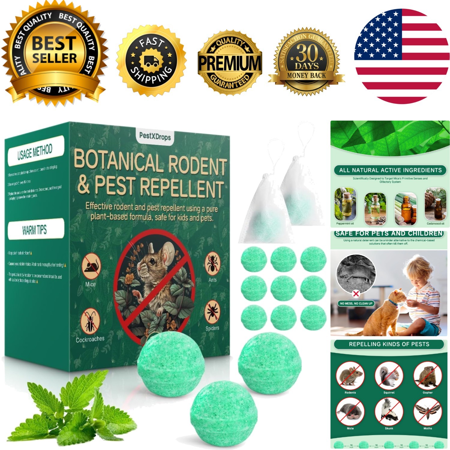 Rodent Mouse Repellent 14 Pack, Peppermint Oil Moth Balls for Mice Rats Deter... gallery