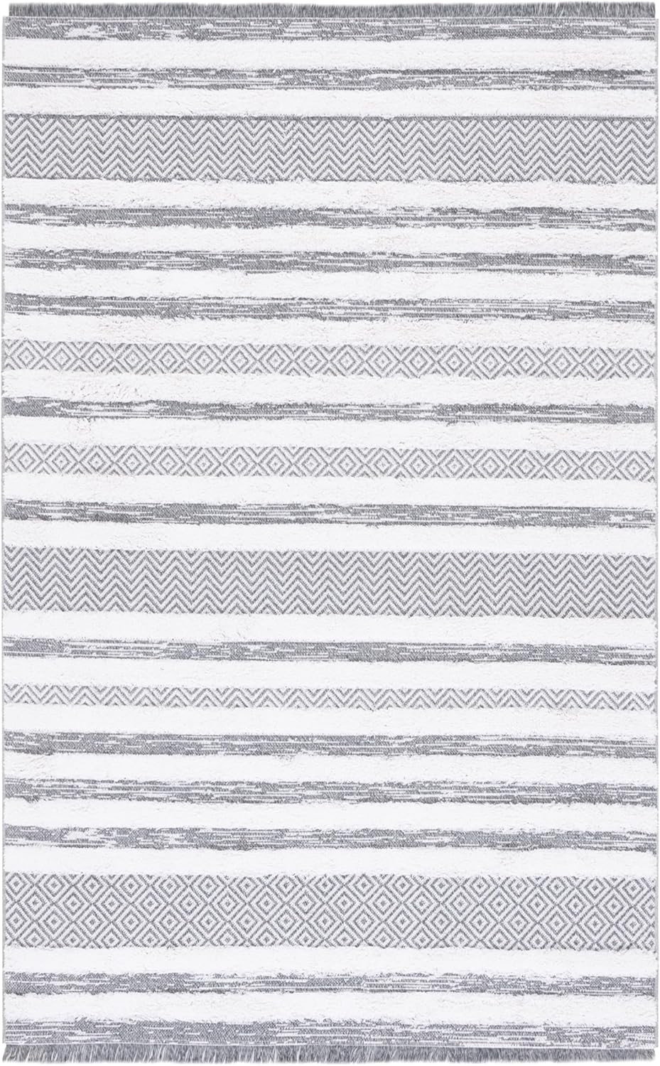 Augustine 6'4" x 9'6" Area Rug - Grey & Ivory Moroccan Design, Easy Care gallery